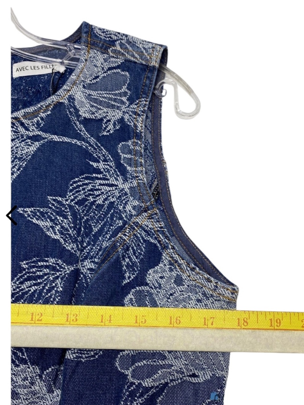 NWT Avec Les Filles Parisian Office Blue Floral Embroidered Sheath Midi Denim 12 - Picture 10 of 10